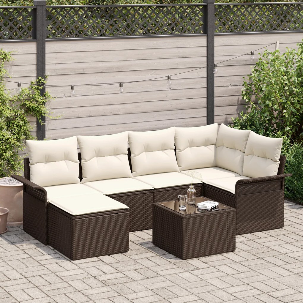 Conjunto de Sofá de Jardim vidaXL 6 Peças com Almofadas Cinza Rattan P