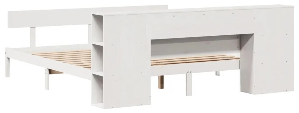Cama com estante sem colchão 200x200 cm pinho maciço branco