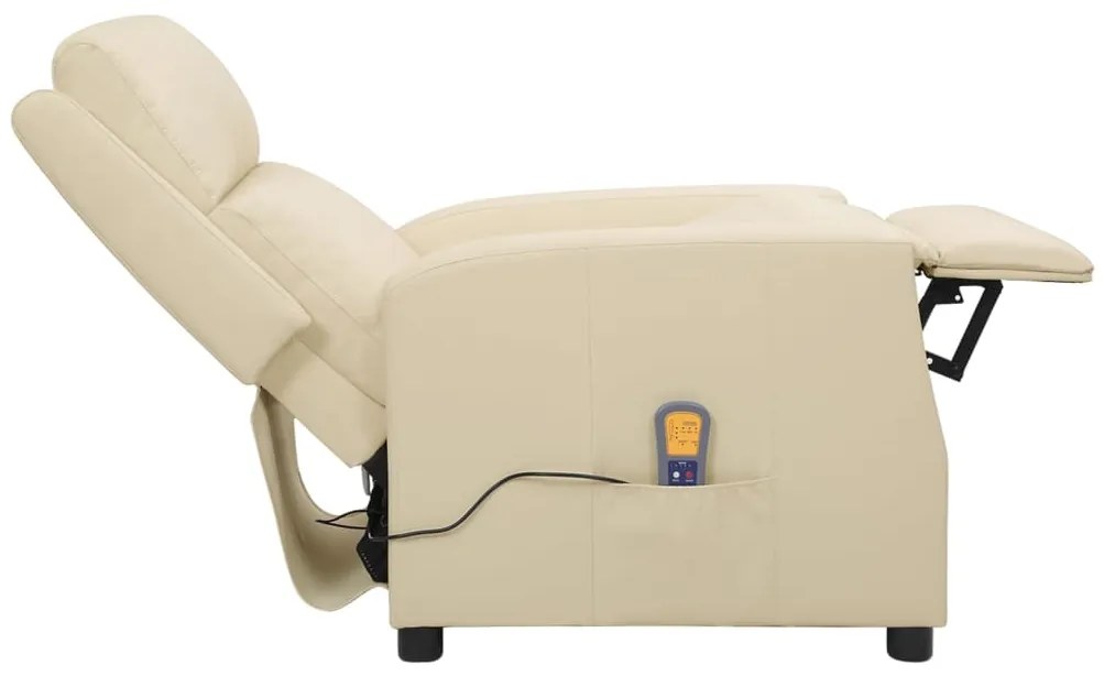 Poltrona Malia de Massagens Reclinável em Couro Artificial - Creme - D