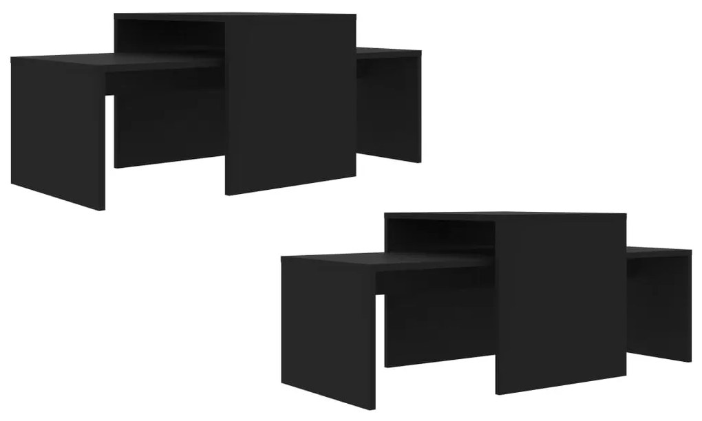 Conjunto mesas de centro 100x48x40 cm derivados madeira preto