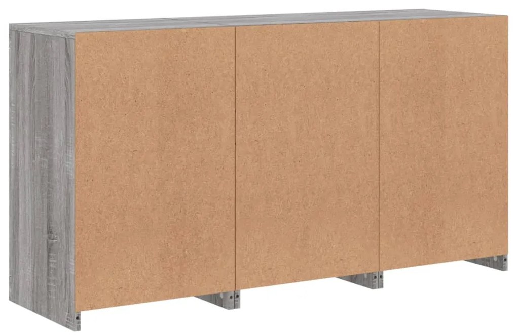 Aparador com luzes LED 123x37x67 cm cinzento sonoma
