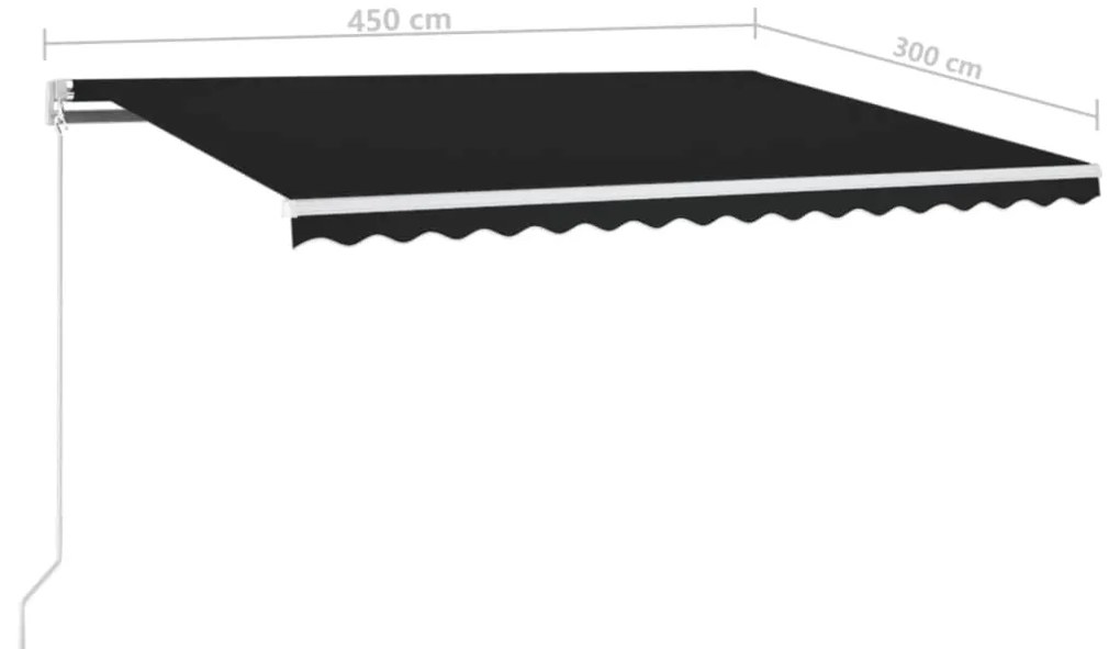 Toldo retrátil manual c/ LED 450x300 cm antracite