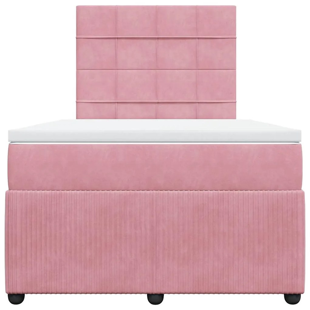 Cama boxspring com colchão 120x200 cm veludo rosa