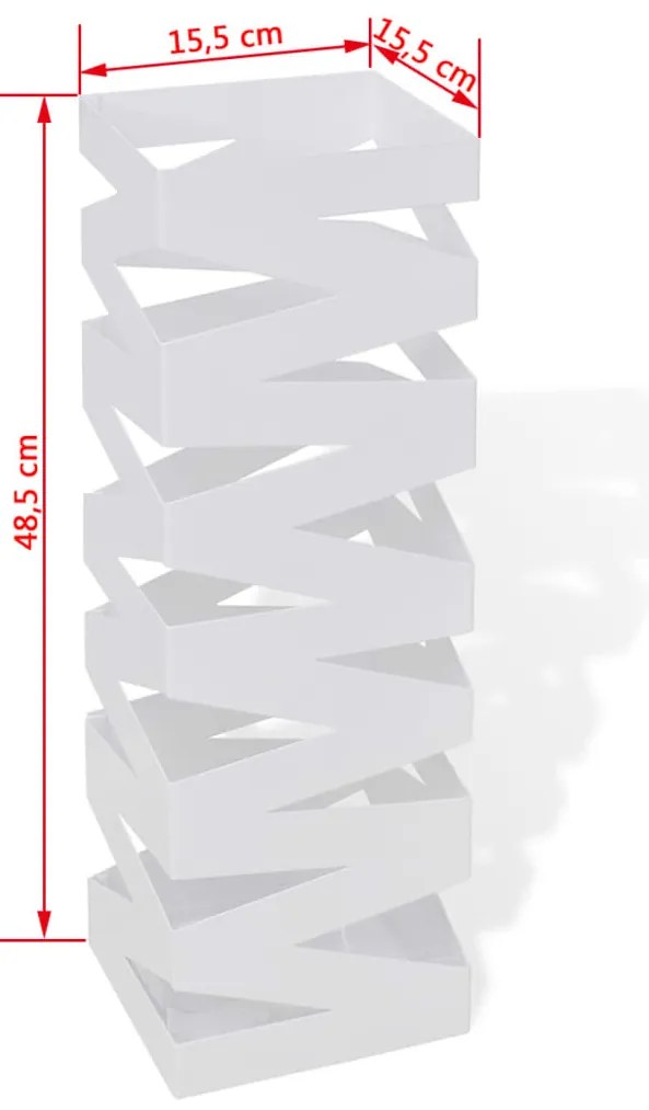 Suporte guarda-chuvas/de armazenamento quadrado branco aço 48,5 cm