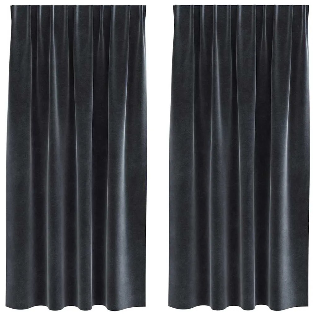 Cortinas Blackout vidaXL com fita superior 2 pcs Cinza Escuro Veludo