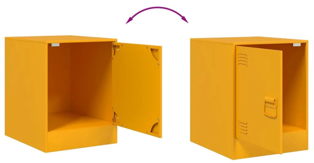 Mesas de cabeceira 2 pcs 34,5x39x44 cm aço amarelo mostarda