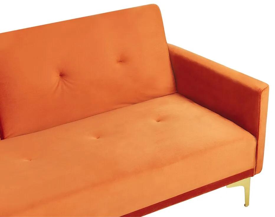 Sofá-cama de 3 lugares em veludo laranja LUCAN Beliani