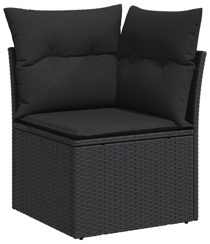 Conjunto de Sofá de Jardim vidaXL 8 Peças com Almofadas Rattan Preto A
