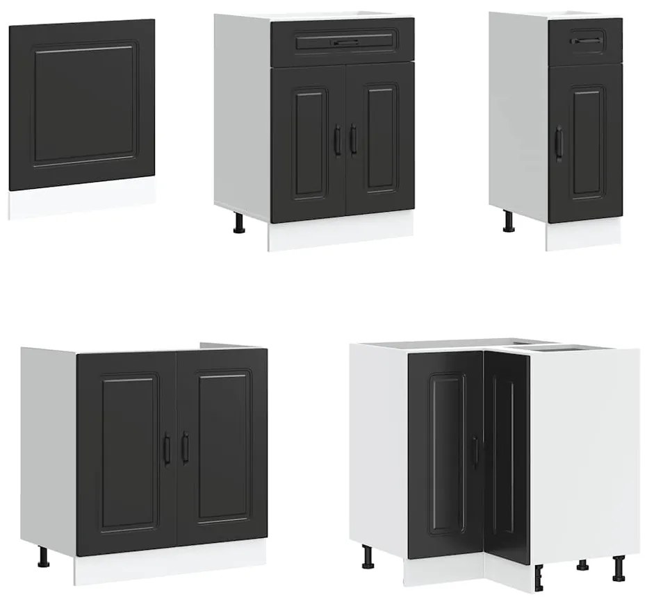 11 peças armário de cozinha conjunto Kalmar preto