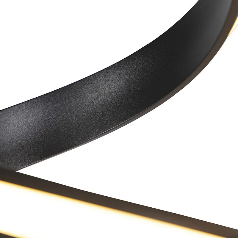 Candeeiro de pé design preto com LED e dimmer - Twisted