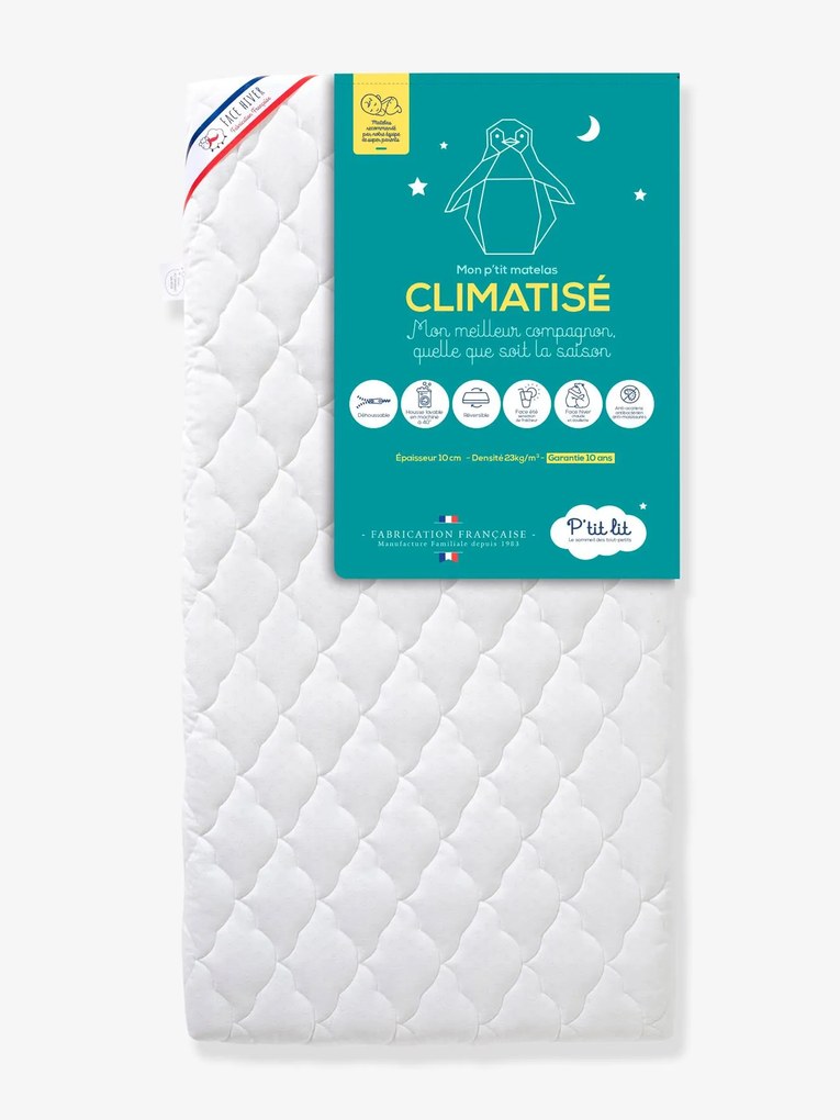 Colchão Climatise antiácaros, para bebé, capa amovível branco