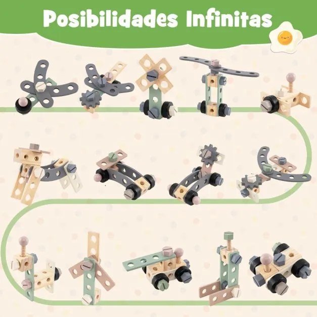 Bancada de ferramentas 2 em 1 de madeira para crianças 75 x 30 x 84,5 cm com acessórios realistas, para maiores de 3 anos Madeira