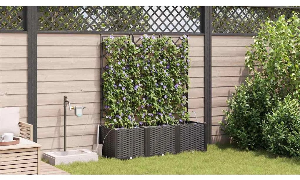 Jardineiras de Jardim 1 pc Preto 120 x 40 x 142 cm Plástico