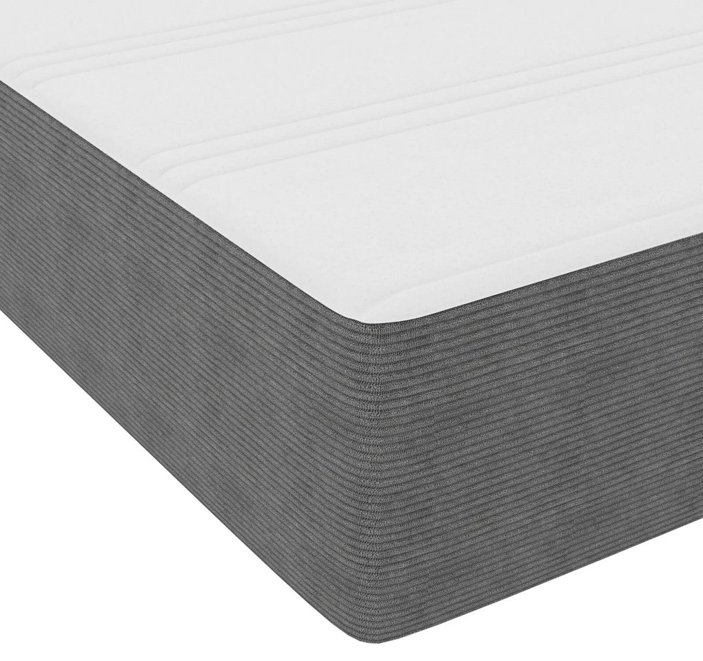 Cama Box Spring com Colchão Cinza Individual Tecido de Veludo