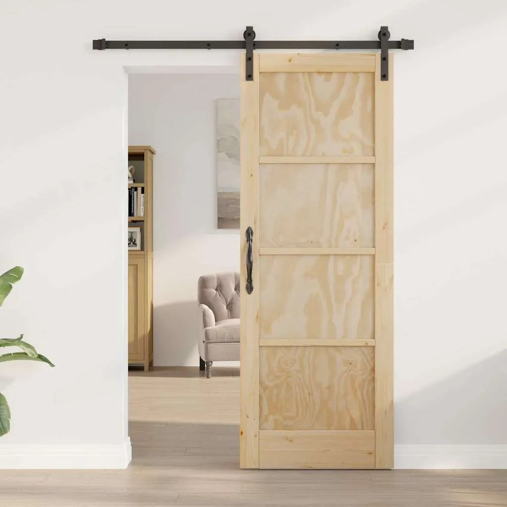 Porta Deslizante vidaXL com Conjunto de Ferragens 73.5x198.5 cm Madeir