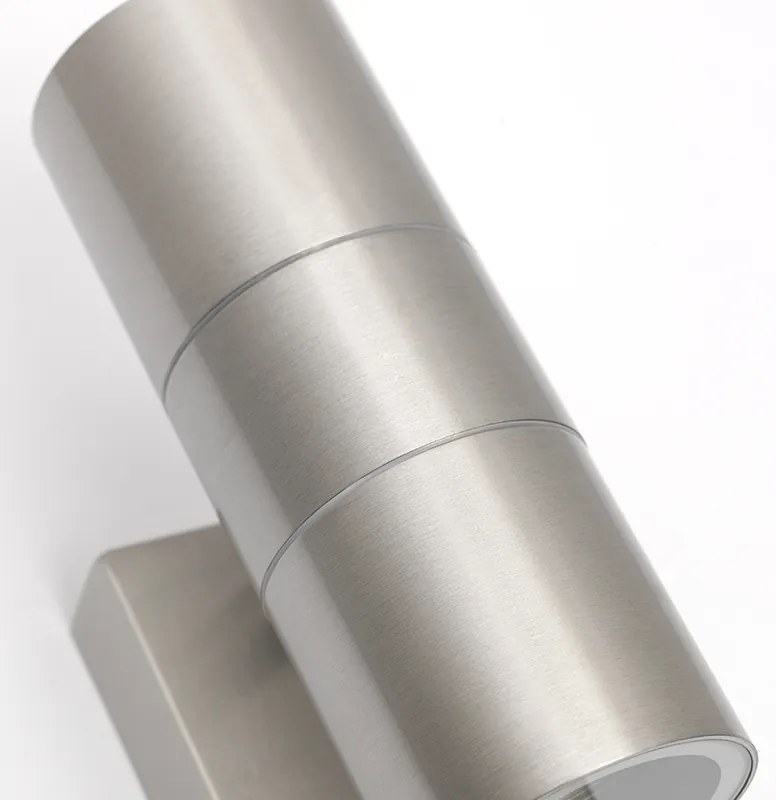 Candeeiro de parede exterior em aço 2 luzes IP44 com sensor de movimento - Duo