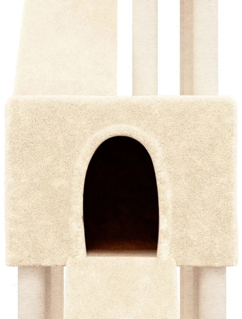 Árvore para gatos c/ postes arranhadores sisal 190 cm cor creme