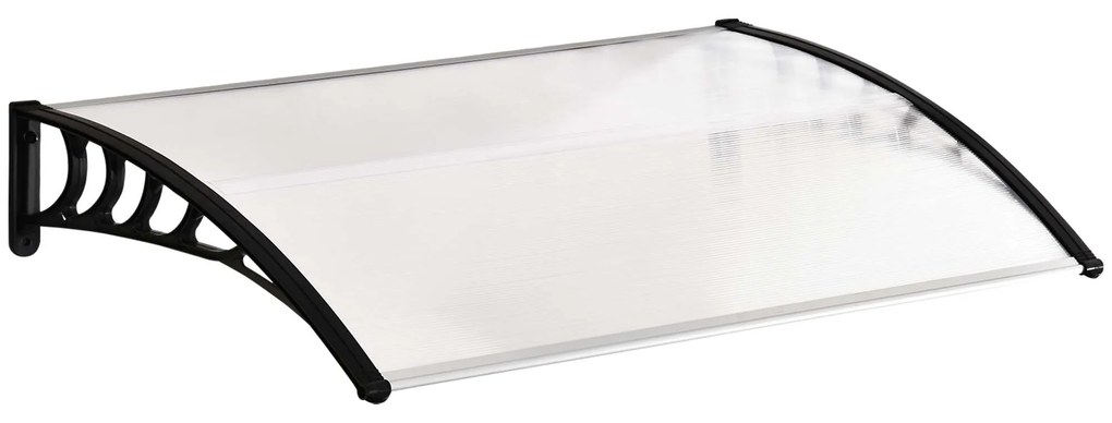 Outsunny Marquise de Proteção para Portas e Janelas Contra Sol e Chuva Telhado de Proteção 150x90x25 cm Transparente e Preto