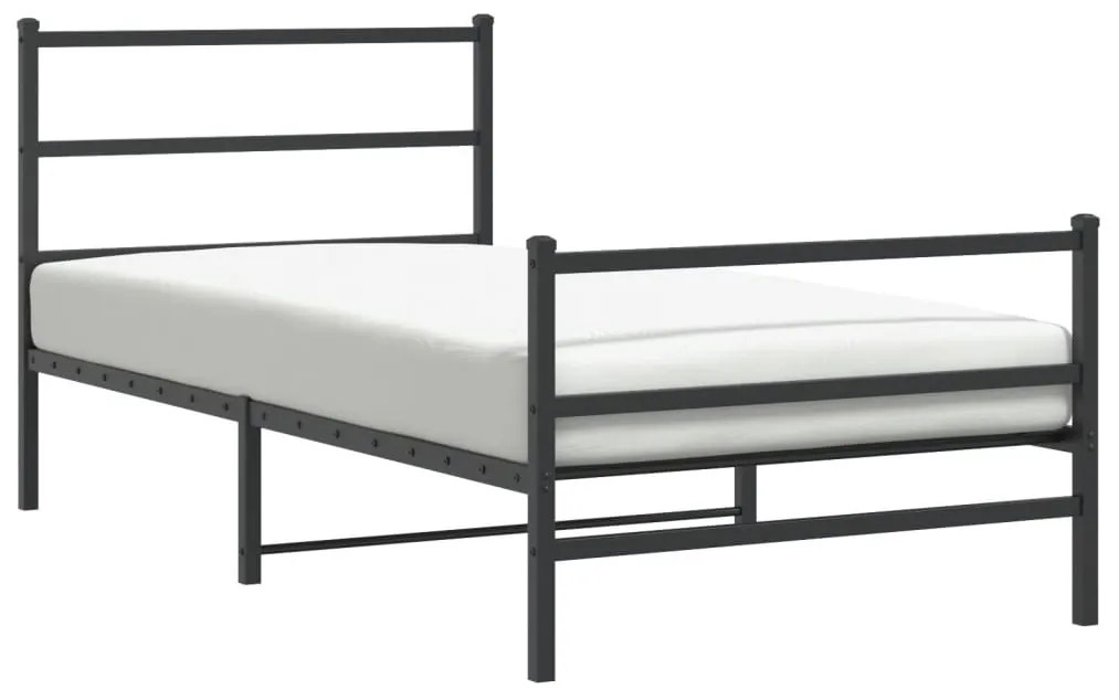 Estrutura de cama com cabeceira e pés 100x190 cm metal preto