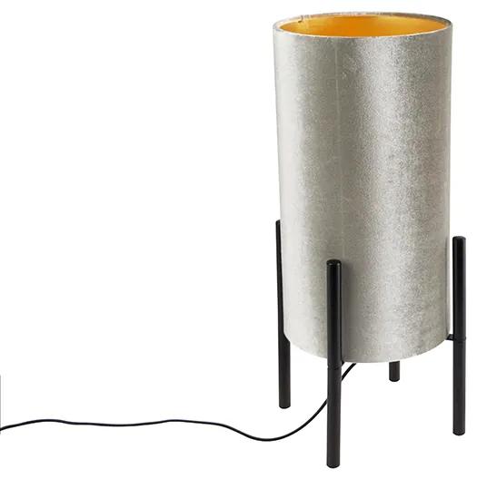 Candeeiro de mesa design abajur veludo taupe/ouro - RICH Moderno