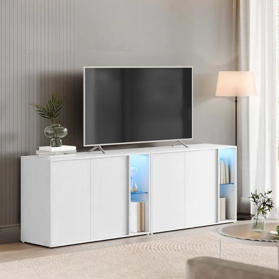 Aparador 39 x 100 x 71 cm com iluminação Tecnologia Toolless branco