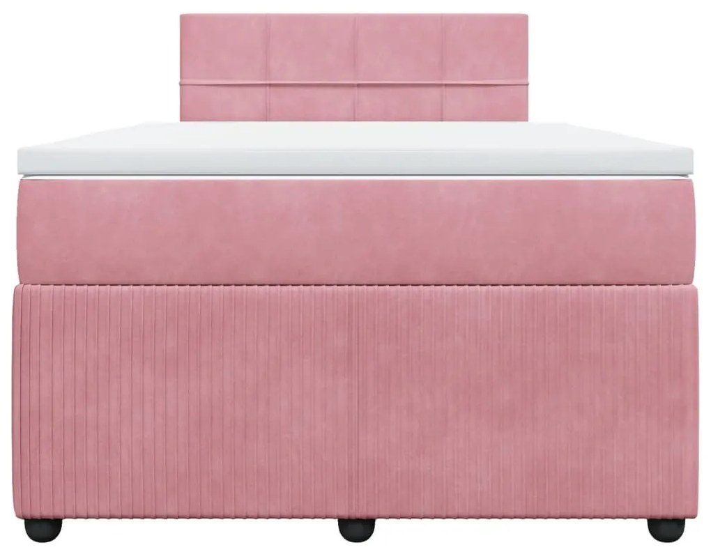 Cama boxspring com colchão 120x200 cm veludo rosa