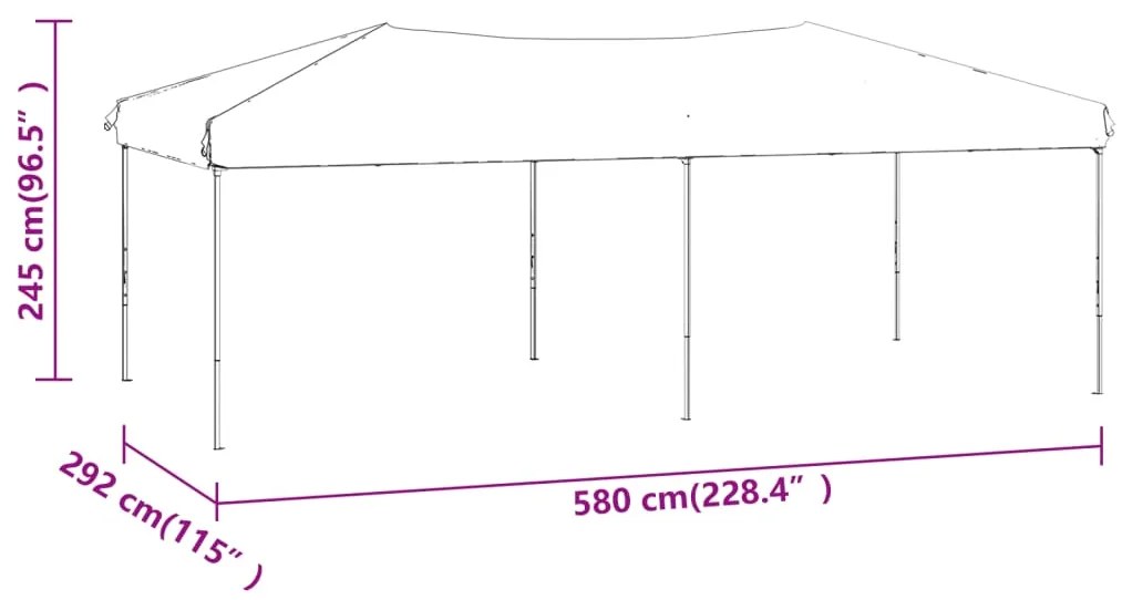 Tenda para festas dobrável com paredes laterais 3x6 m antracite
