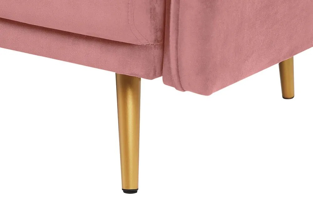 Sofá 3 lugares em veludo rosa MAURA Beliani