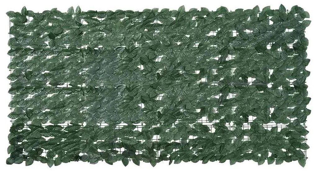 Tela de varanda com folhas verde-escuras 200x100 cm