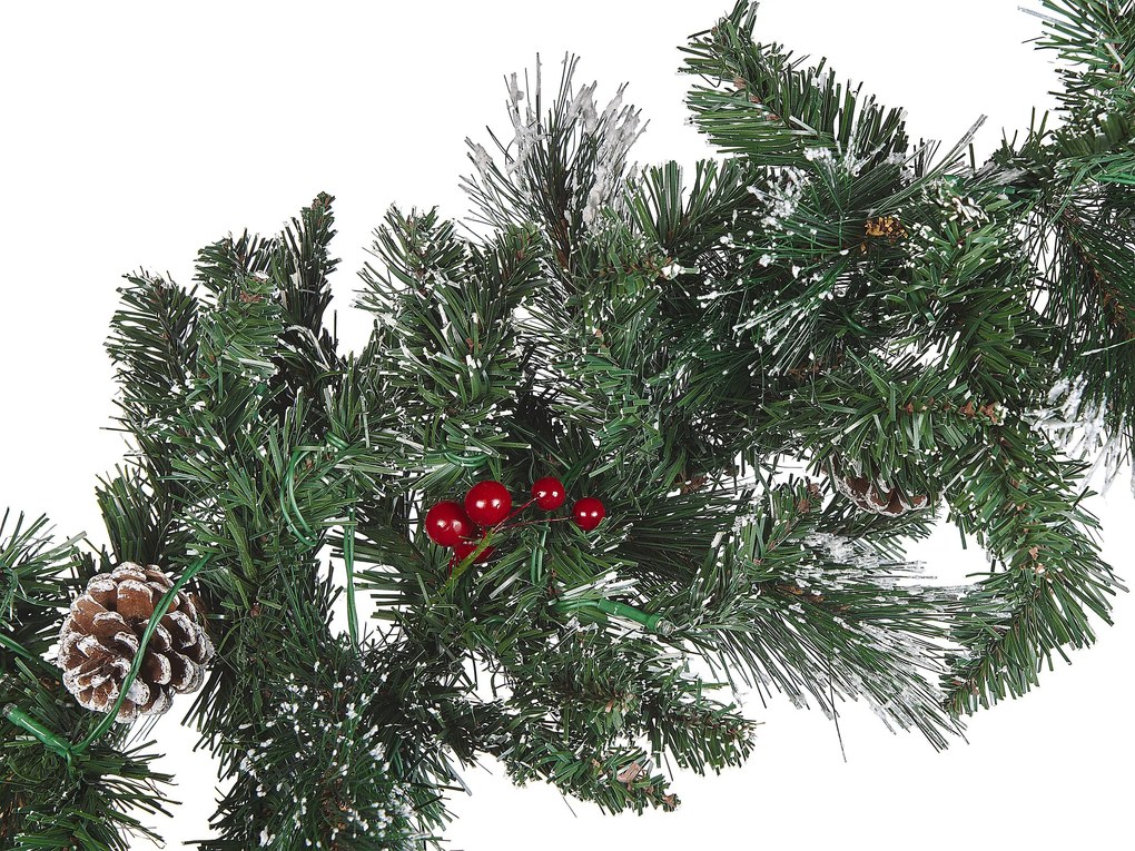 Guirlanda de natal com efeito de neve e iluminação 180 cm verde WAPTA Beliani