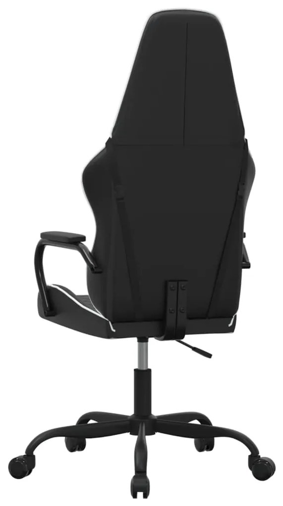 Cadeira gaming massagens couro artificial branco e preto