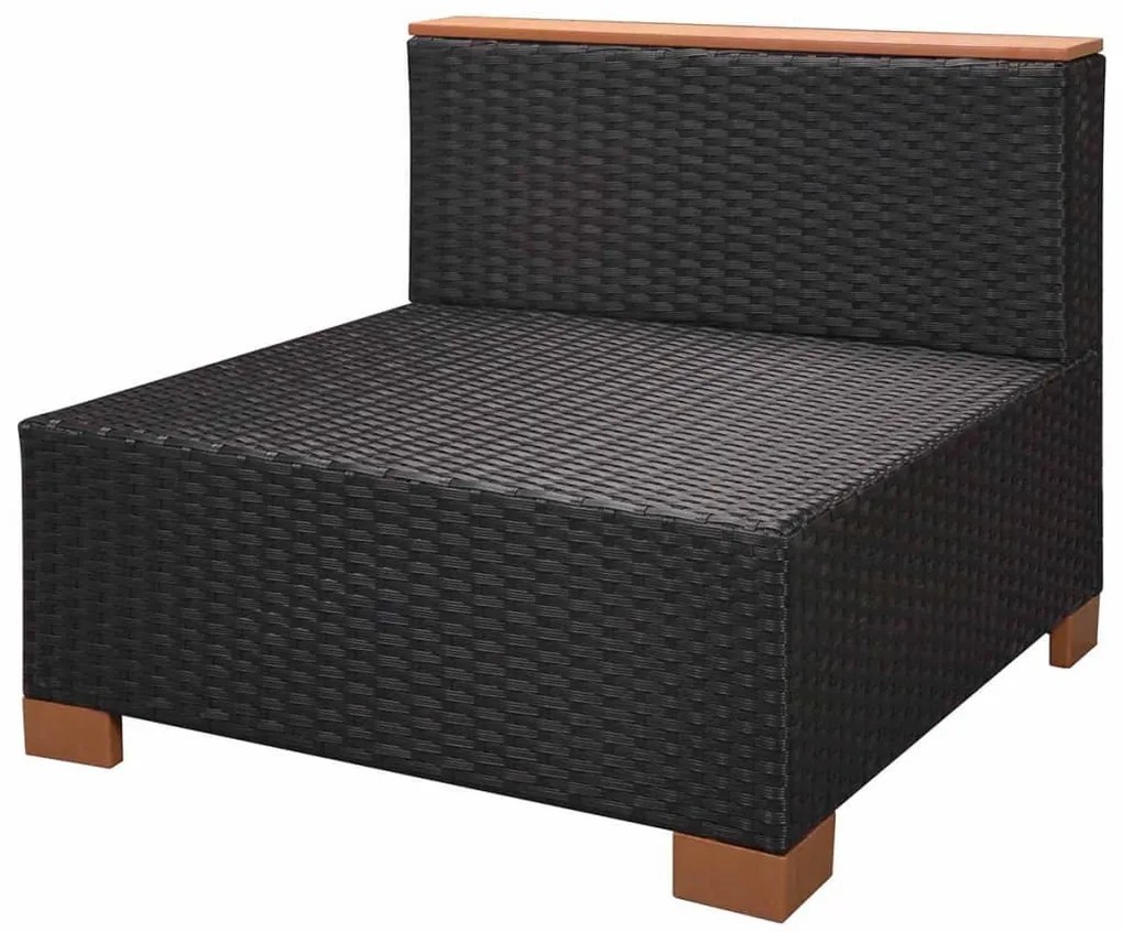 8 pcs conjunto lounge de jardim c/ almofadões vime PE preto