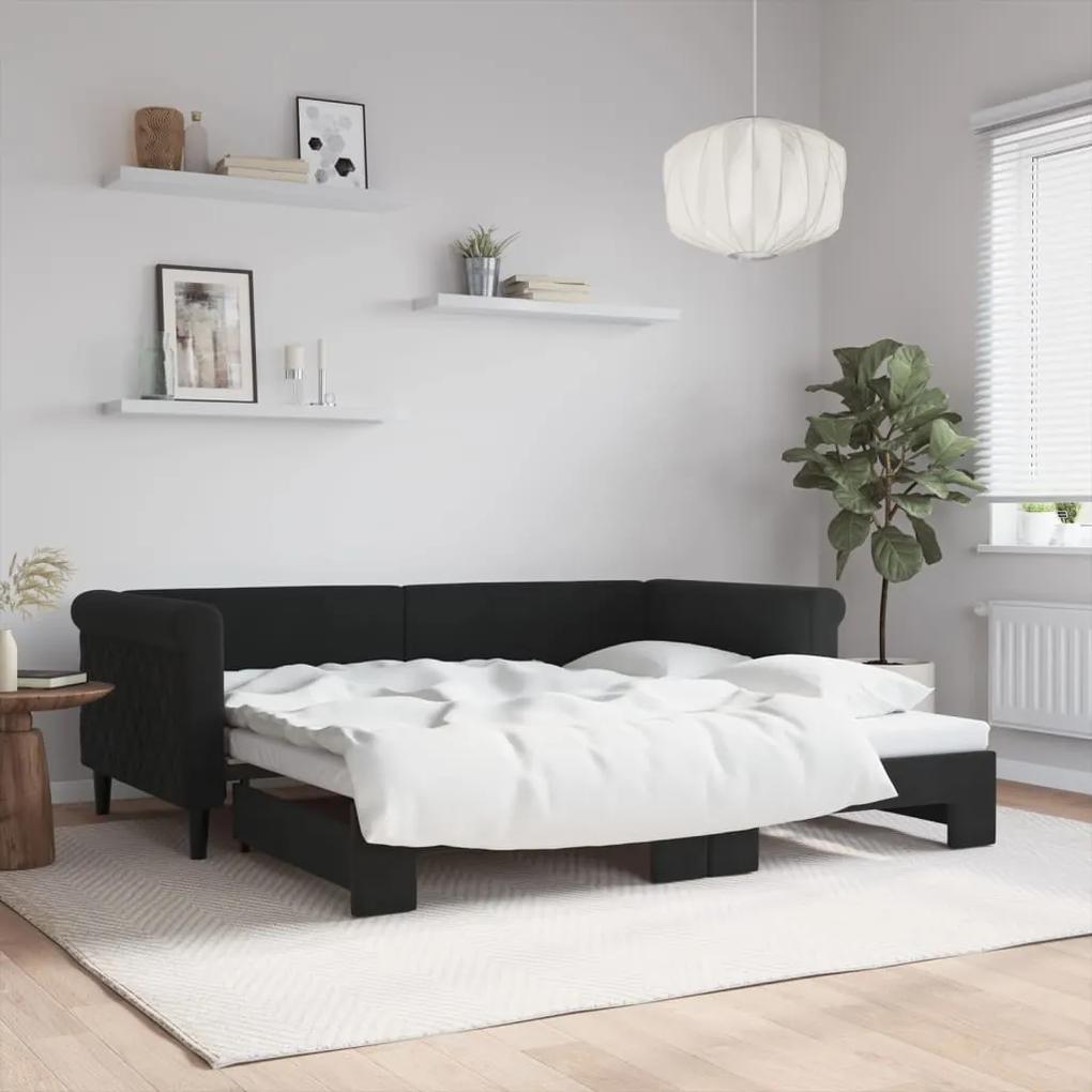 Sofá-cama com gavetão 90x190 cm veludo preto