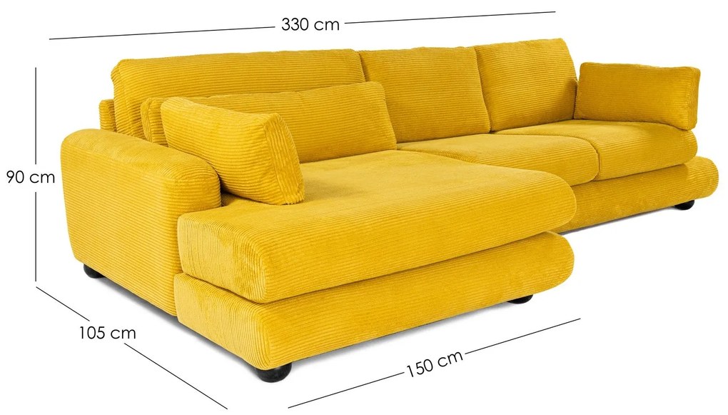 Sofá de Canto River – Verde Oliva – 330x90x105 cm
