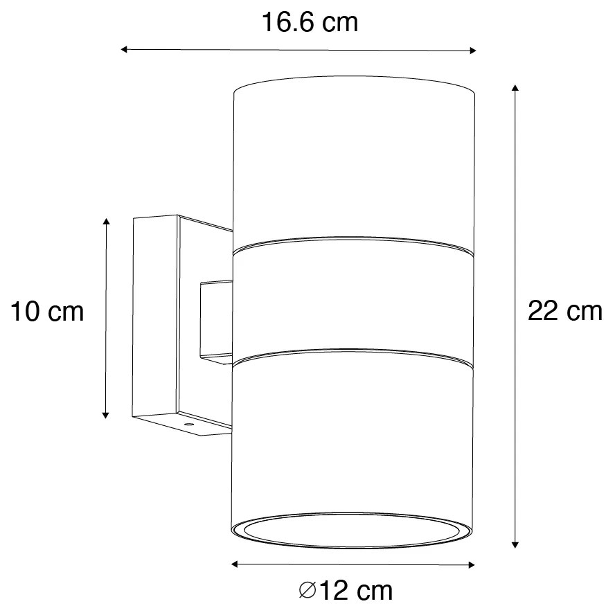 Candeeiro de parede exterior preto 2 luzes AR111 IP44 - Duo Moderno