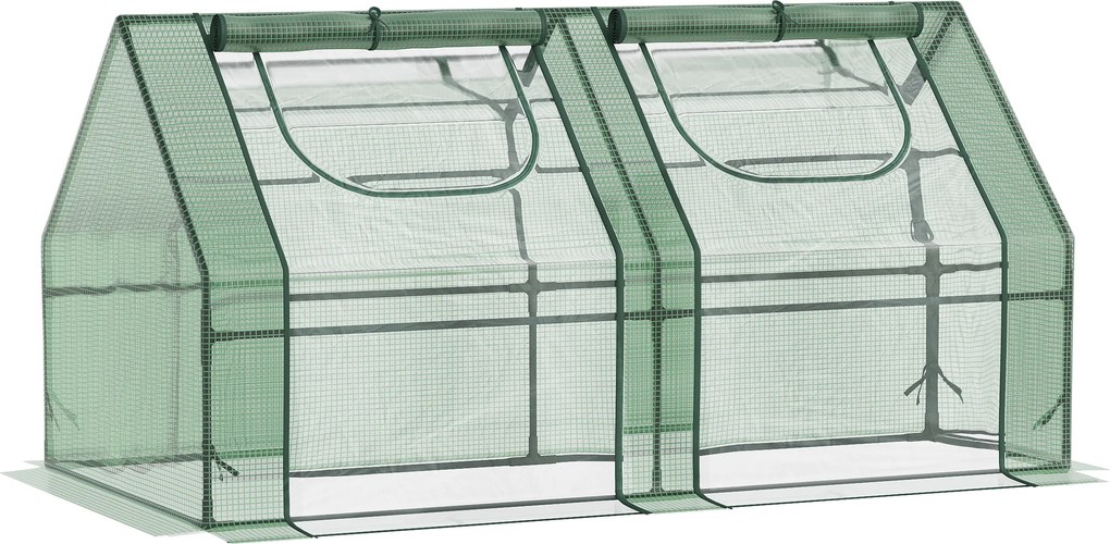 Outsunny Estufa Pequena Estufa de Exterior com Proteção Dupla Janelas Estufa para Cultivos de Plantas e Flores 180x90x90 cm Verde | Aosom Portugal