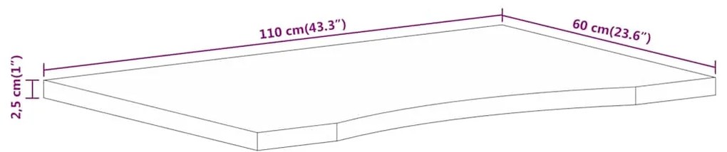 Tampo de mesa com curva 110x60x2,5 cm mangueira áspera maciça
