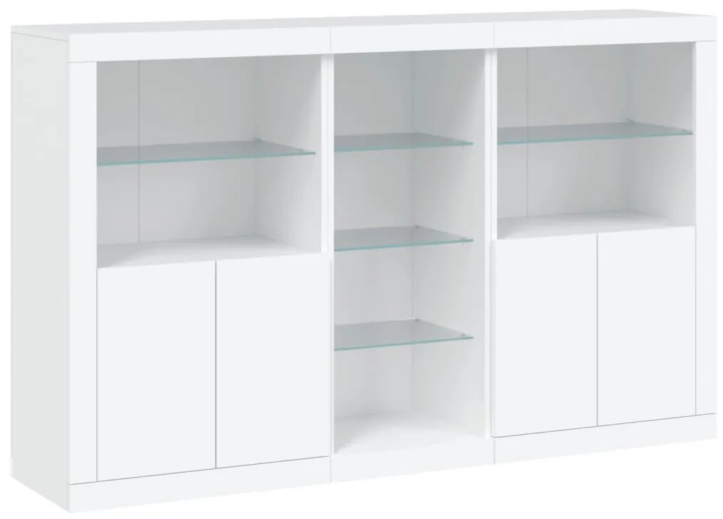 Aparador com luzes LED 162x37x100 cm branco