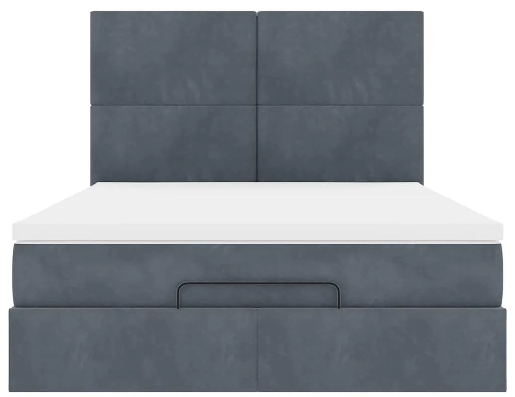 Estrutura de cama otomana colchões 140x200 cm cinzento escuro
