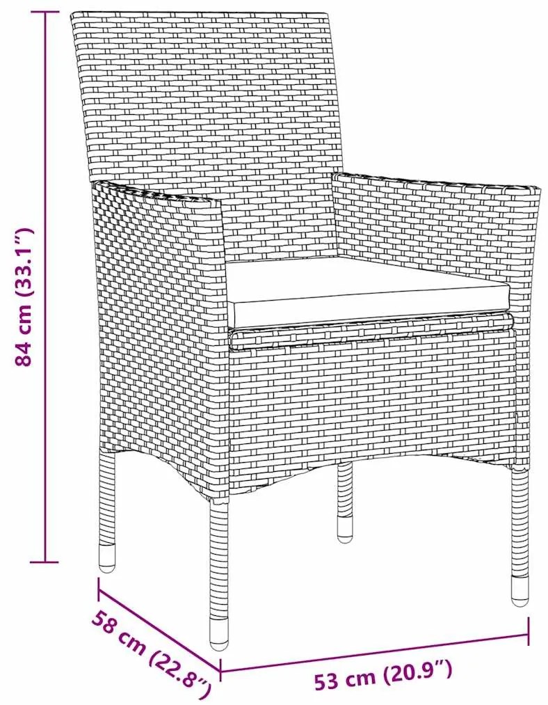 Conjunto de jantar para jardim com 5 peças em polyrattan bege.