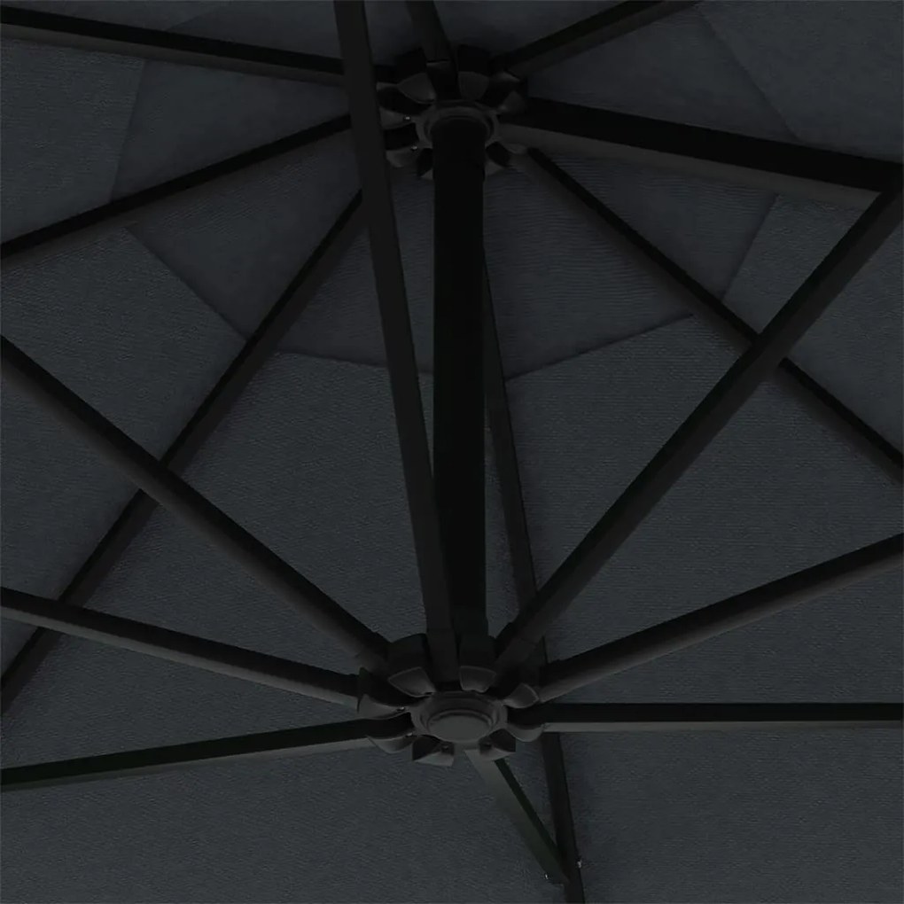 Guarda-sol para jardim de parede c/ luzes LED 300 cm antracite