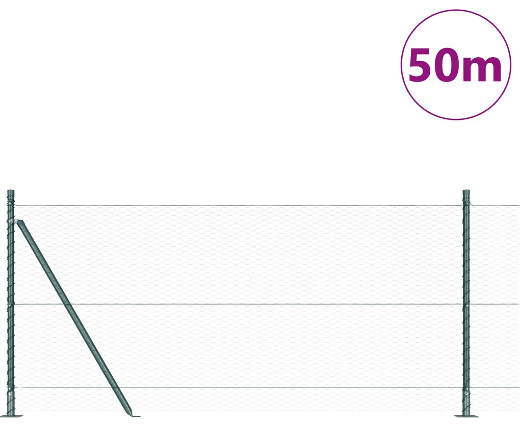 Cerca Hexagonal vidaXL Verde 0,8x50 m Aço