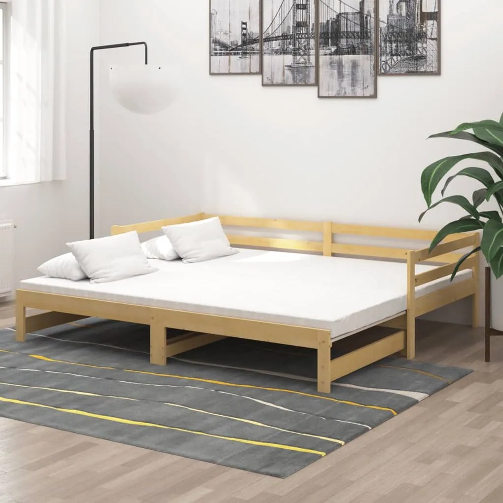 806950 vidaXL Sofá-cama de puxar 2x(90x200) cm pinho maciço