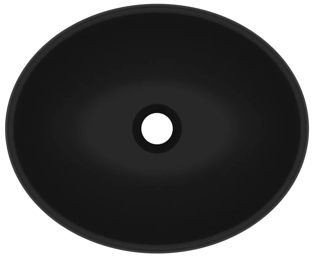 Lavatório luxuoso formato oval 40x33 cm cerâmica preto mate