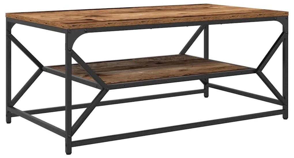 Mesa de Centro vidaXL com Prateleira em Madeira Antiga 90x50x40 cm em