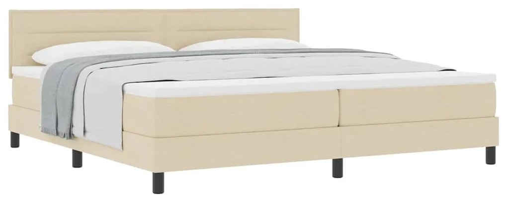 Cama Box Bege Tecido 200 x 200 cm Colchão de Cama Retangular
