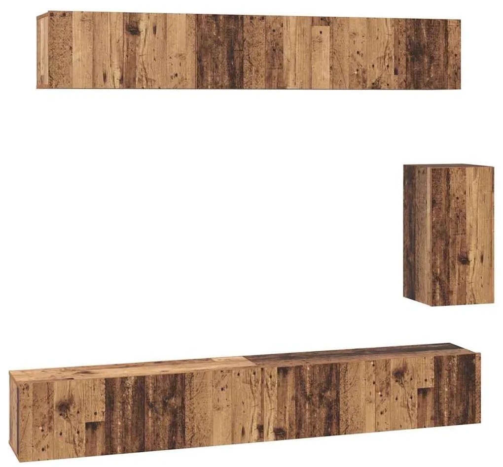 Conjunto de móvel de TV 6 pcs Madeira antiga Standard Médio
