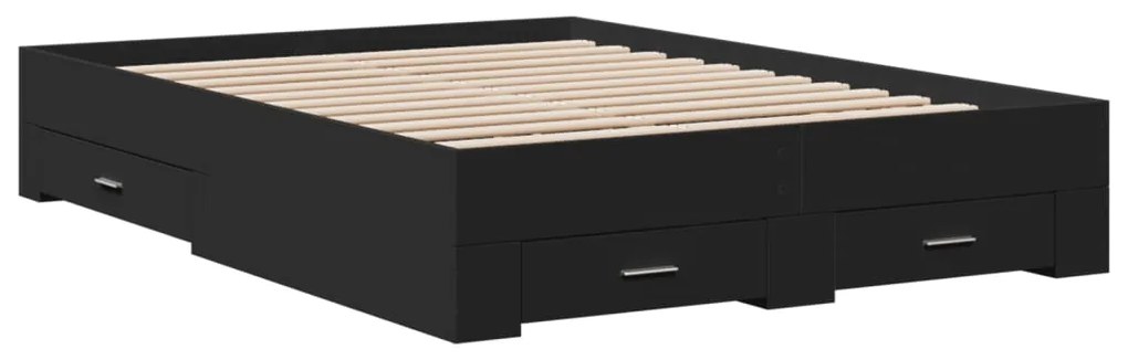 Estrutura de cama c/ gavetas 140x190 cm derivados madeira preto