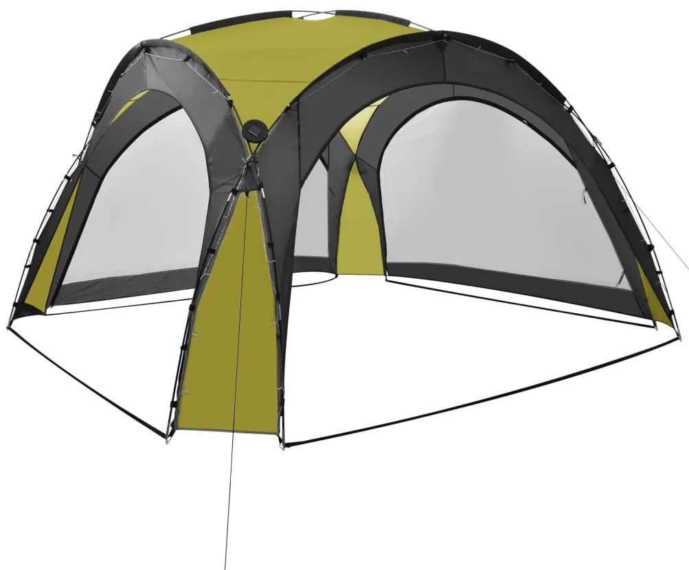 Tenda festas com LEDs e 4 paredes laterais 3,6x3,6x2,3 m verde