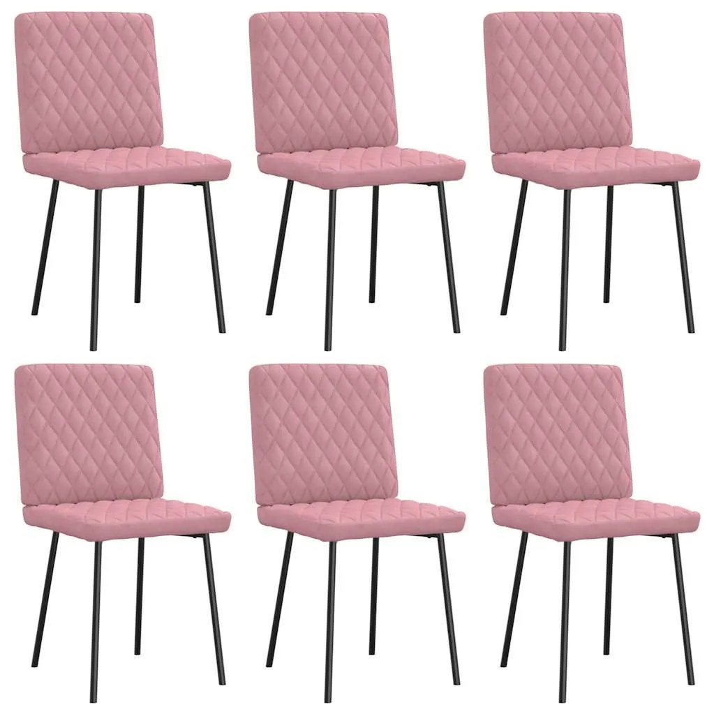 Cadeiras de jantar 6 pcs veludo rosa